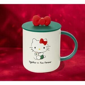 NEW Hello Kitty Starbucks Ceramic Mug Bow With Lid Box Included 16 oz Coffee Mug